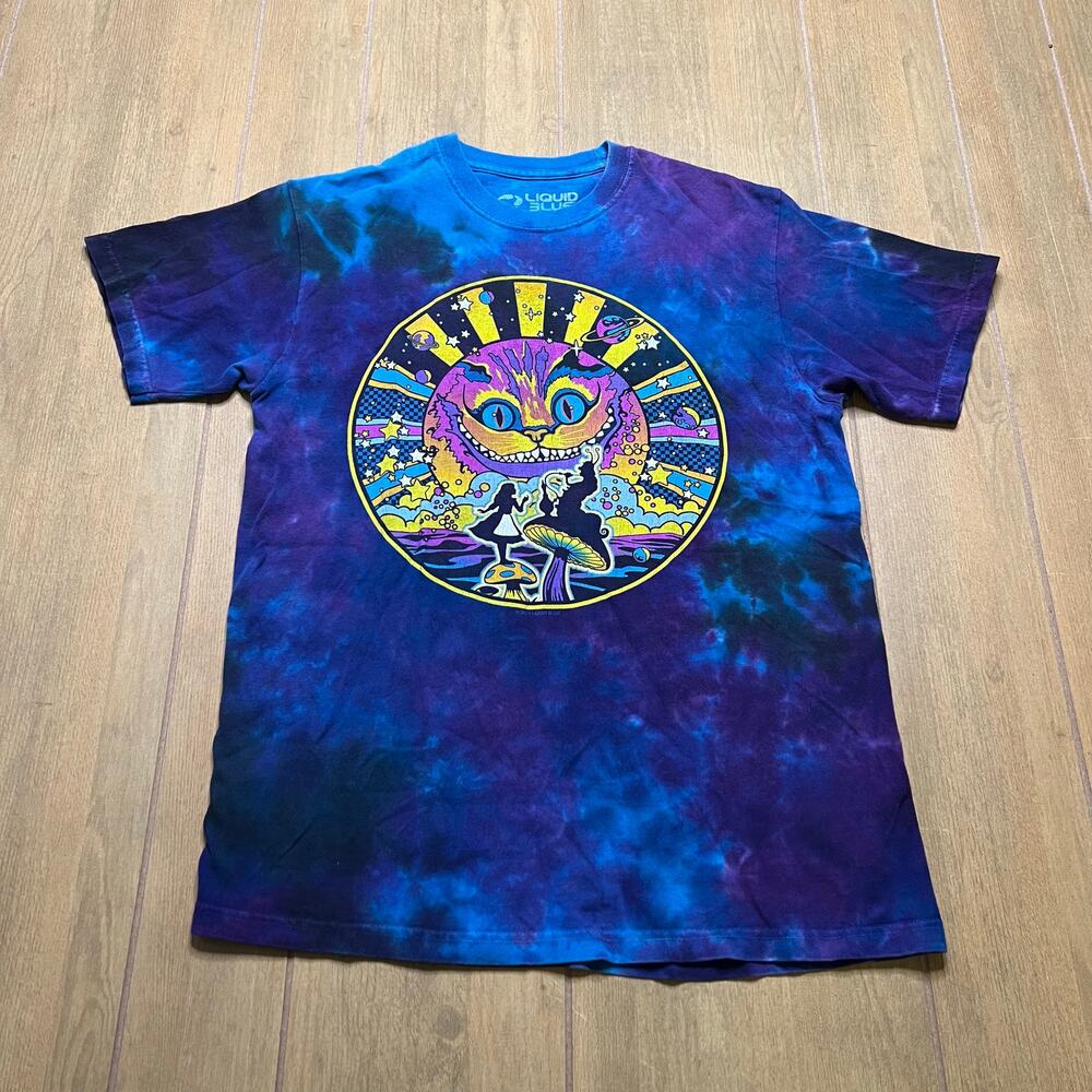 Vintage Liquid Blue Mens Sz M Tie Dye T Shirt Alice & Wonderland Y2K 2021‎